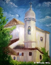 A Monastery  Acrylics on canvas by Deb Milimaka-Miles