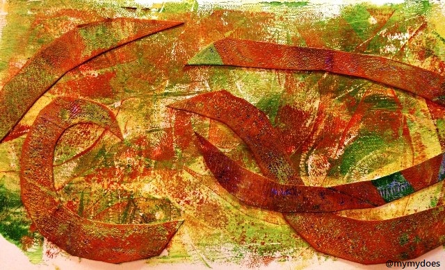 Zee Not-so-fancy Birds - acrylic ghost print with printed cardstock strips