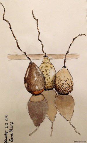 Jan 22 - Ceramic Pears on Glass
