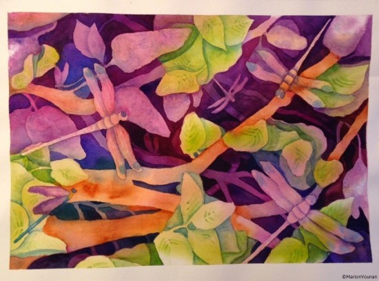 Dragonflies Among the Lilacs