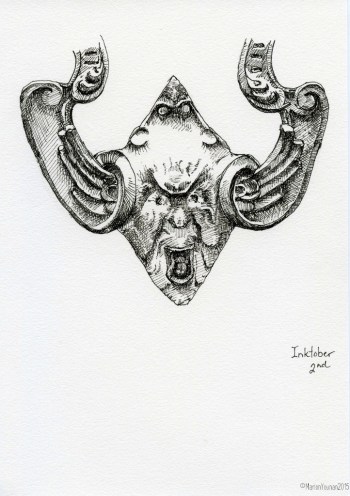 #inktober 2nd - bottom of unusual door knocker 