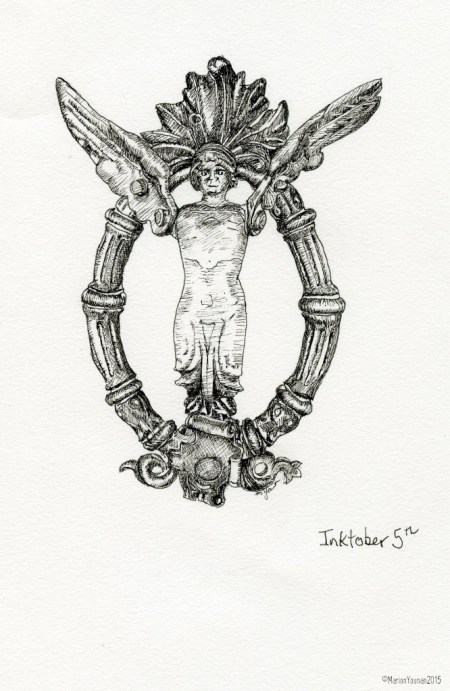 #inktober 5th - Bronze Angel Knocker